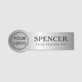 Silver gradiënt voegt logo bedrijfspersoneel toe naamplaatje (Voorkant)