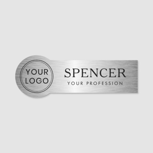 Silver gradiënt voegt logo bedrijfspersoneel toe naamplaatje (Voorkant)