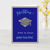 Silver graduate cap - Congrats in French Kaart (Gele Bloem)