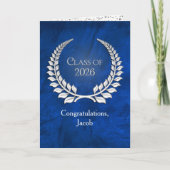 Silver Graduation 2026 Laurel Wreath On Blue Kaart (Voorkant)