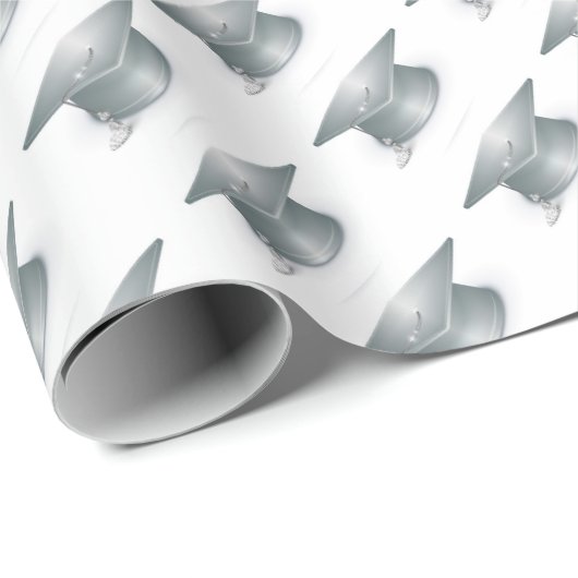 Silver Graduation Cap Cadeaupapier (Rol Hoek)
