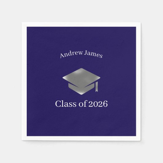  Silver Graduation Cap -Class of 2026 Servet (Voorkant)