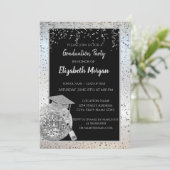 Silver Graduation Cap, Disco Ball Confetti, Wine Kaart (Staand voorkant)