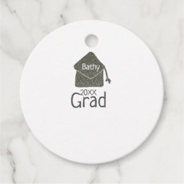 Silver graduation cap glitter add naam afstudeerde bedankjes labels
