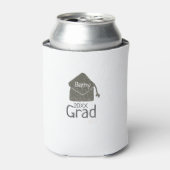 Silver graduation cap glitter add naam afstudeerde blikjeskoeler (Blikje Voorkant)