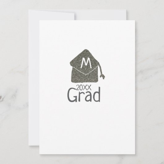 Silver graduation cap glitter add naam afstudeerde kaart (Voorkant)