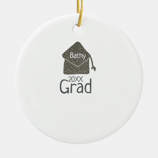 Silver graduation cap glitter add naam afstudeerde keramisch ornament (Voorkant)