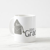Silver graduation cap glitter add naam afstudeerde koffiemok (Voorkant links)