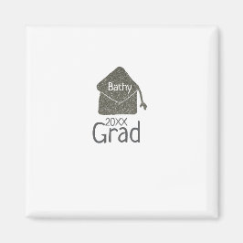 Silver graduation cap glitter add naam afstudeerde magneet