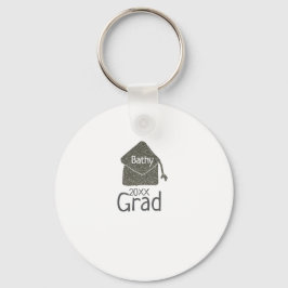 Silver graduation cap glitter add naam afstudeerde sleutelhanger
