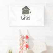 Silver graduation cap glitter add naam afstudeerde spandoek (Insitu)