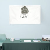 Silver graduation cap glitter add naam afstudeerde spandoek (Beurs)