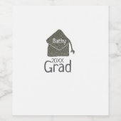 Silver graduation cap glitter add naam afstudeerde wijn etiket (Enkel label)