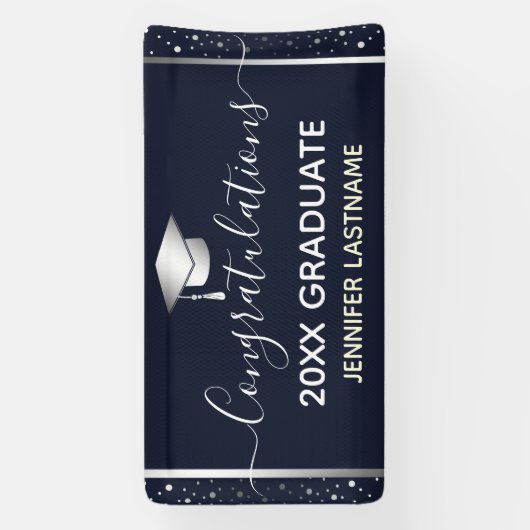 Silver Graduation Party Budget Spandoek (Verticaal)