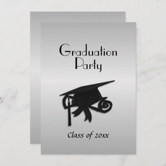 Silver Graduation Party Invitation Kaart (Voorkant / Achterkant)