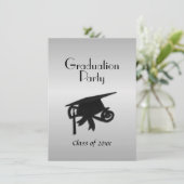 Silver Graduation Party Invitation Kaart (Staand voorkant)