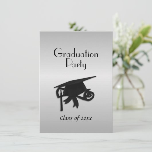 Silver Graduation Party Invitation Kaart (Staand voorkant)