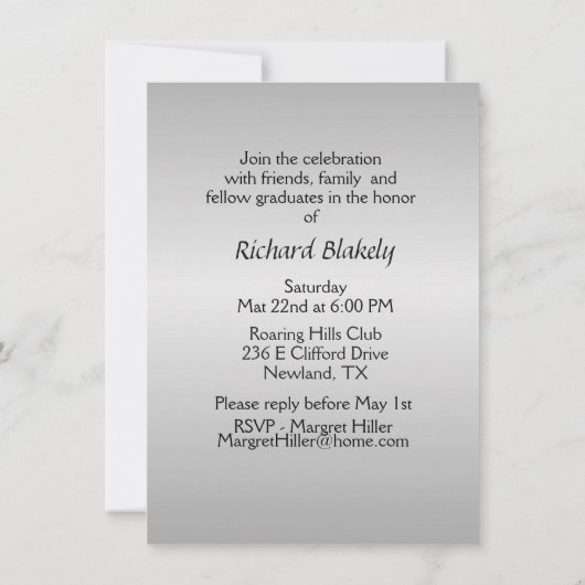 Silver Graduation Party Invitation Kaart (Achterkant)