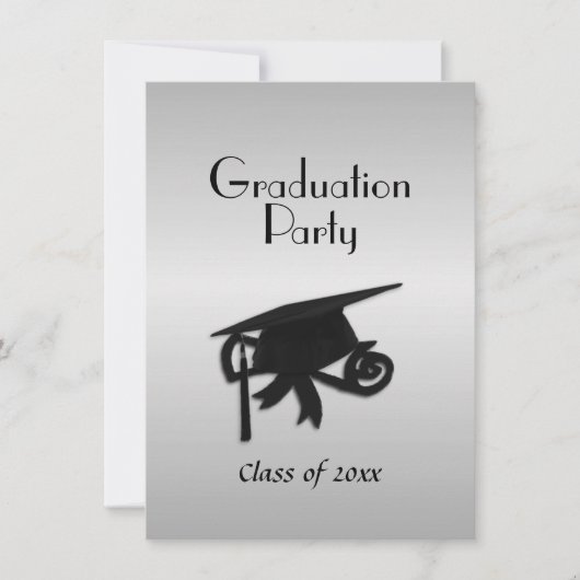 Silver Graduation Party Invitation Kaart (Voorkant)