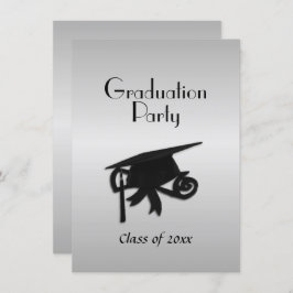 Silver Graduation Party Invitation Kaart