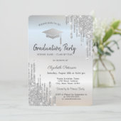 Silver Graduing Cap Glitter Drivers Kaart (Staand voorkant)