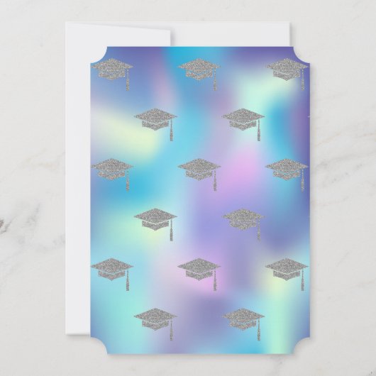 Silver Graduing Cap Holographic Afstuderen Kaart (Achterkant)