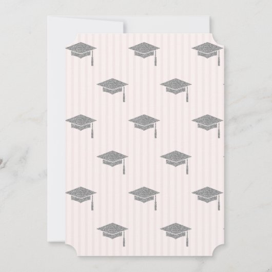 Silver Graduing Cap Striped Afstuderen Kaart (Achterkant)
