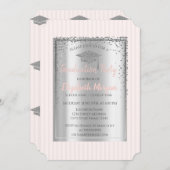 Silver Graduing Cap Striped Afstuderen Kaart (Voorkant / Achterkant)