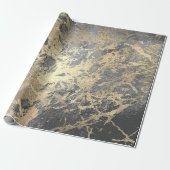Silver Graphite Gold Marble Shiny Metallic Strokes Cadeaupapier (Uitgerold)