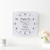 Silver Gray 25th Silver Wedding Anniversary Vierkante Klok (Huis)