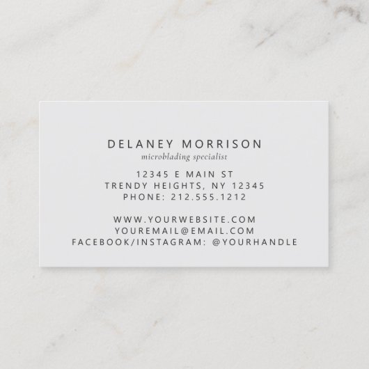 Silver Gray Agate Glitter Luxury Microblading Visitekaartje (Achterkant)