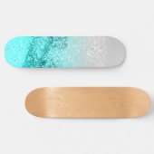 Silver Gray Aqua Teal Ocean Glitter #1 Persoonlijk Skateboard (Horizontaal)