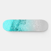 Silver Gray Aqua Teal Ocean Glitter #1 Persoonlijk Skateboard (Horizontaal)