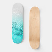 Silver Gray Aqua Teal Ocean Glitter #1 Persoonlijk Skateboard (Voorkant)