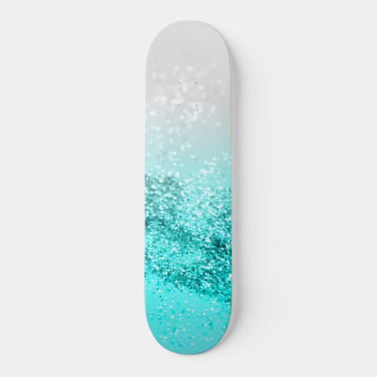 Silver Gray Aqua Teal Ocean Glitter #1 Persoonlijk Skateboard (Voorkant)