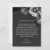 Silver Gray Black Floral Wedding Thank You Bedankkaart (Achterkant)