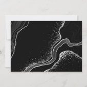 silver gray & black flowers botanical wedding kaart (Achterkant)