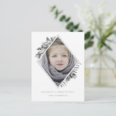 Silver Gray Botanical Elegant Photo Feestdagenkaart (Staand voorkant)
