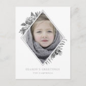 Silver Gray Botanical Elegant Photo Feestdagenkaart (Voorkant)