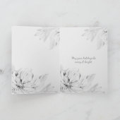 Silver Gray Botanical Elegant Photo Holiday Card Feestdagen Kaart (Binnen)