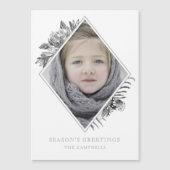Silver Gray Botanical Photo Holiday Magnetic Card (Voorkant)