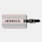 Silver-gray brushed aluminum texture bagagelabel (Voorkant horizontaal)