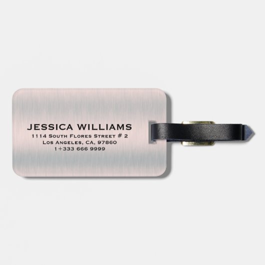 Silver-gray brushed aluminum texture bagagelabel (Achterkant horizontaal)