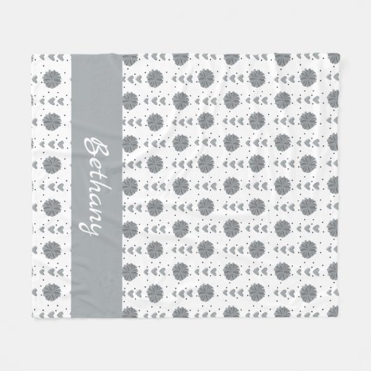 Silver Gray Cheerleader Pom Poms & Hearts Pattern Fleece Deken (Voorkant (Horizontaal))