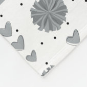 Silver Gray Cheerleader Pom Poms & Hearts Pattern Fleece Deken (Hoek)