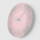 Silver Gray Crystals Confetti Glitter Gems Pink Grote Klok (Hoek)