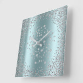 Silver Gray Diamond Crystals Tiffany Vierkante Klok (Hoek)