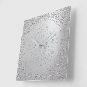 Silver Gray Diamond Pareltjes Crystals Vierkante Klok (Hoek)