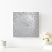 Silver Gray Diamond Pareltjes Crystals Vierkante Klok (Huis)