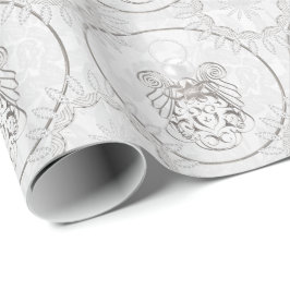 Silver Gray Filigree Kerstengel voor de vrede Cadeaupapier